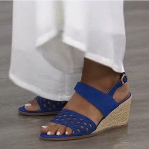 Lucca Lane Haldene Leather Wedge Sa…